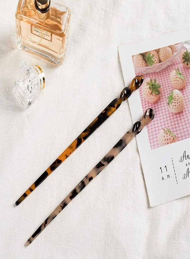 QRWT 6 Pack Acetate Hair Sticks Leopard Printed Hair Chopsticks Tortoise Shell Hairpin Chopsticks Hair Clip Styling Pin Accessories Set for Women - Image 4